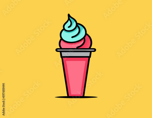 Line icon of ice cream. Dessert, fast food, sugar. Sweet food concept. Can be used for topics like food, unhealthy eating, gastronomy
