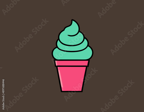 Line icon of ice cream. Dessert, fast food, sugar. Sweet food concept. Can be used for topics like food, unhealthy eating, gastronomy