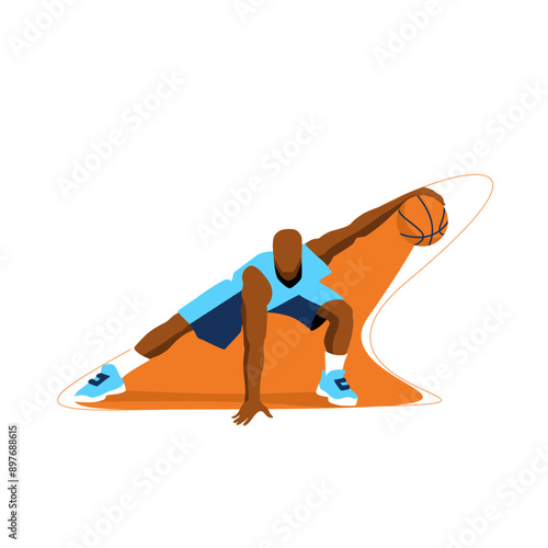 Urban Court Hustle: Vector Illustration of a Male Street Basketball Player in Action