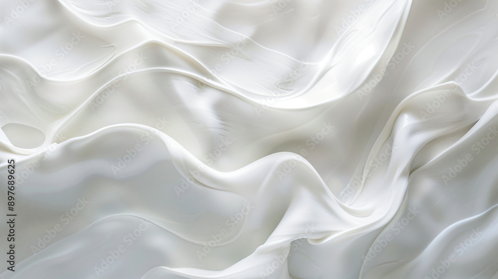 Obraz premium Flowing Wavy Patterns in Abstract White Paint Texture Close-Up