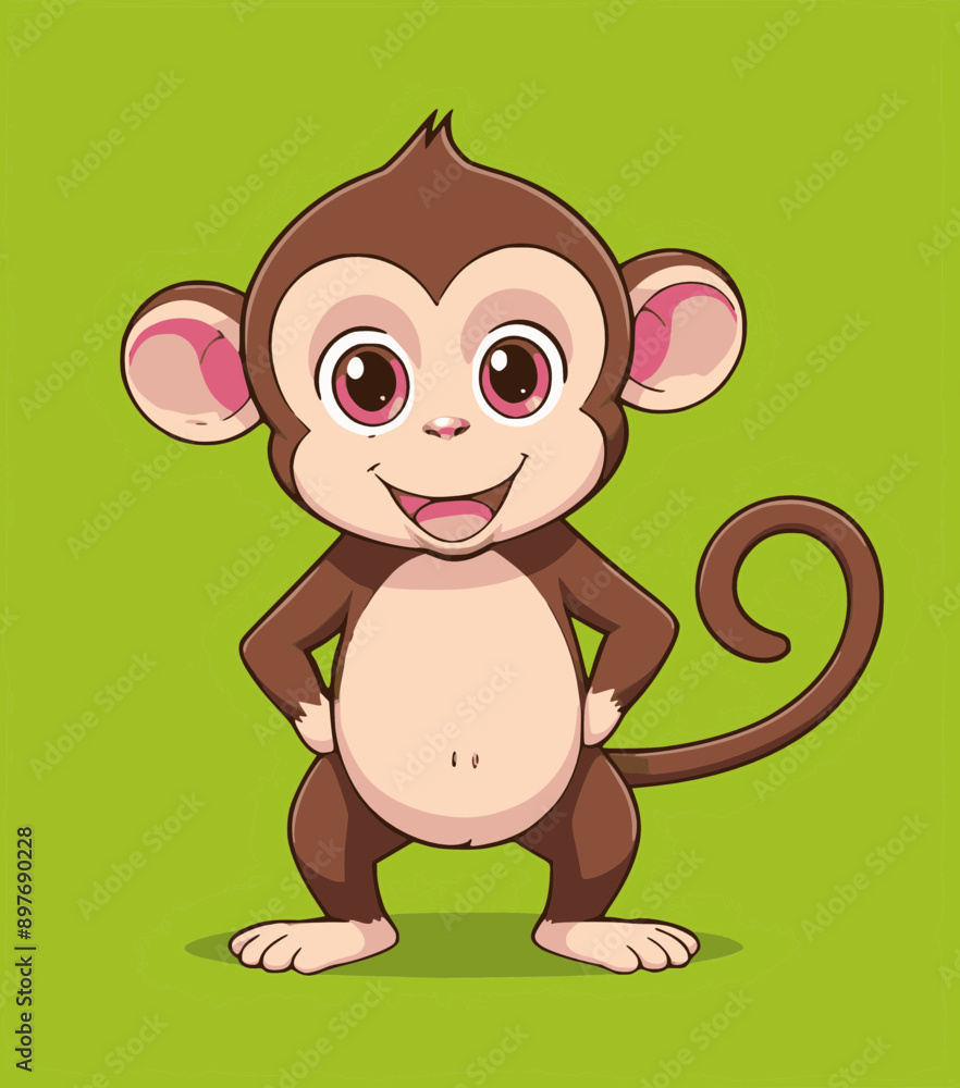 Fototapeta premium Cute monkey cartoon. stock illustration