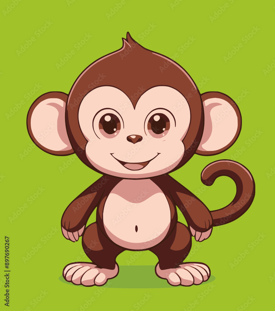 Fototapeta premium Cute monkey cartoon. stock illustration