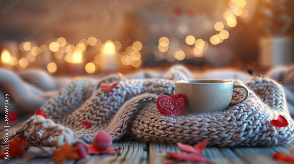 Cozy Valentine Setting with Knitted Blanket Cozy Valentine Setting with Knitted Blanket