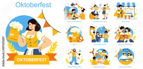 Oktoberfest. Flat Vector Illustration