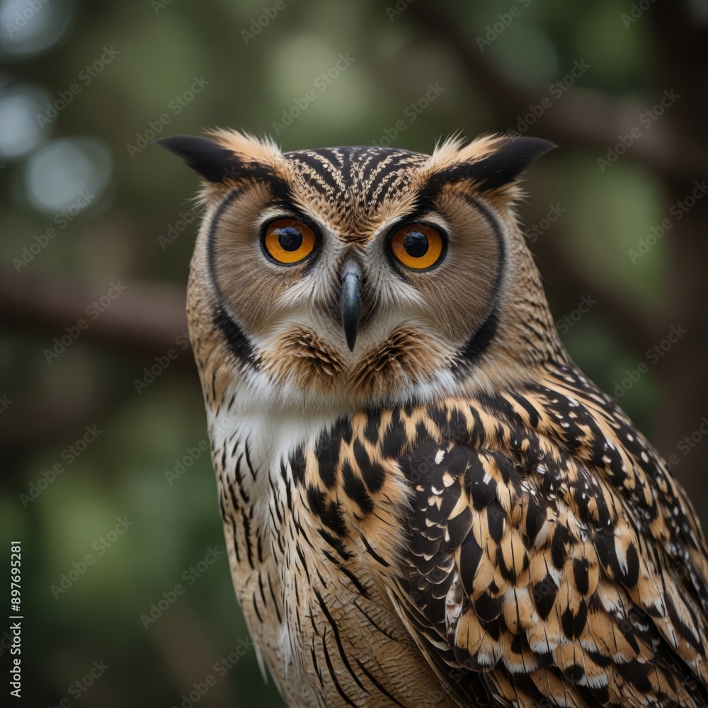 Obraz premium Graceful image of a long-eared owl resting peacefully in a cozy, tree-covered nook