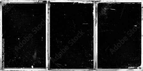 Set of three grunge textures with dust and scratches. Background overlay.
