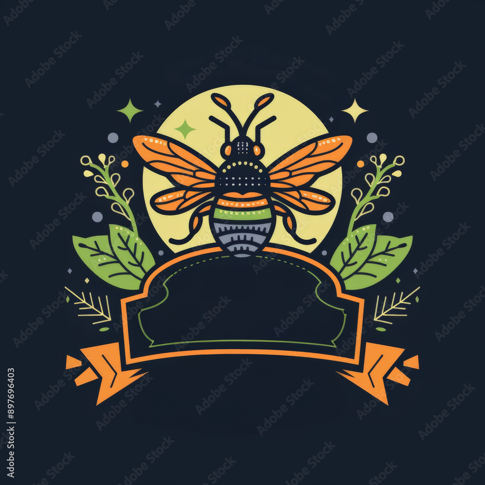 Decorative Bee Logo on Dark Background Decorative Bee Logo on Dark Background