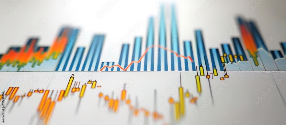 Pristine white background featuring a bar graph with a significant spike in stock prices, reflecting strong market performance. Pristine white background featuring a bar graph with a significant spike in stock prices, reflecting strong market performance.