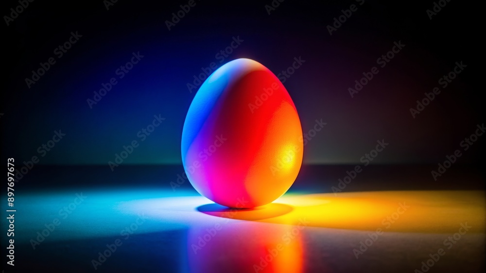 Single Egg in Colorful Light, Still Life, Neon Light, Minimalist Photography, Egg, Light, Abstract Single Egg in Colorful Light, Still Life, Neon Light, Minimalist Photography, Egg, Light, Abstract