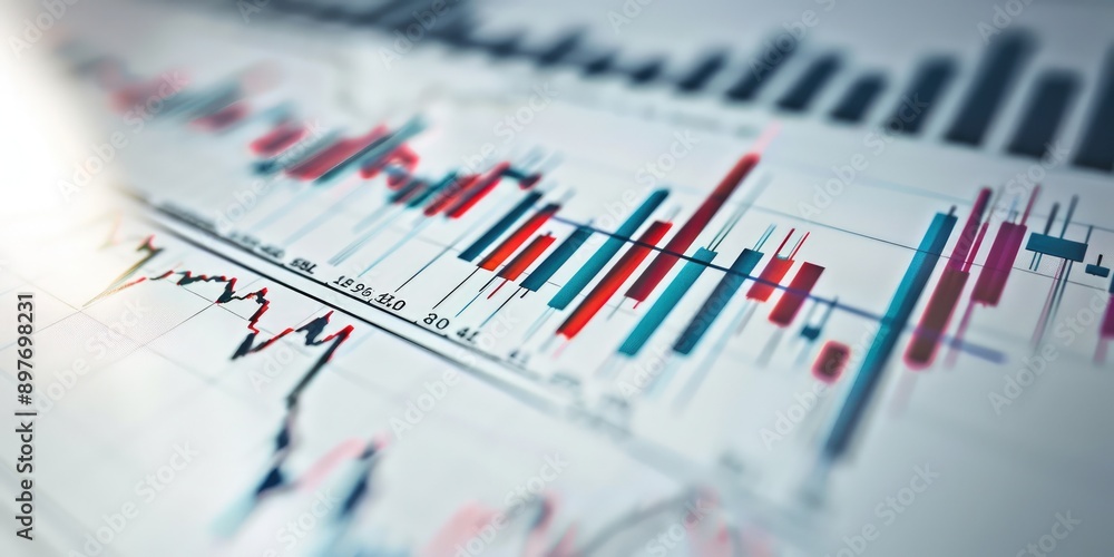 Pristine white surface with a bar graph showing a sudden increase in stock values, indicating a market surge.