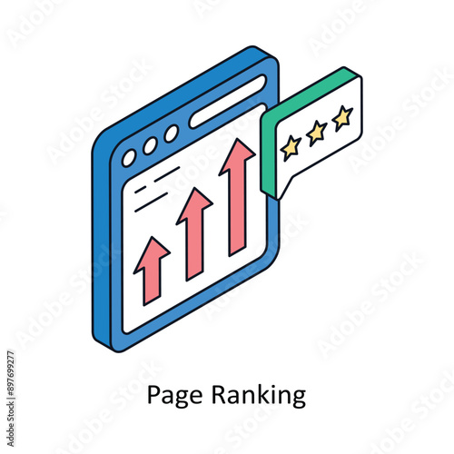 Page Ranking Isometric style icon. Symbol on White background EPS 10 File