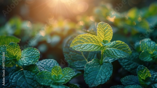 Cluster of Green Leaves on a Plant