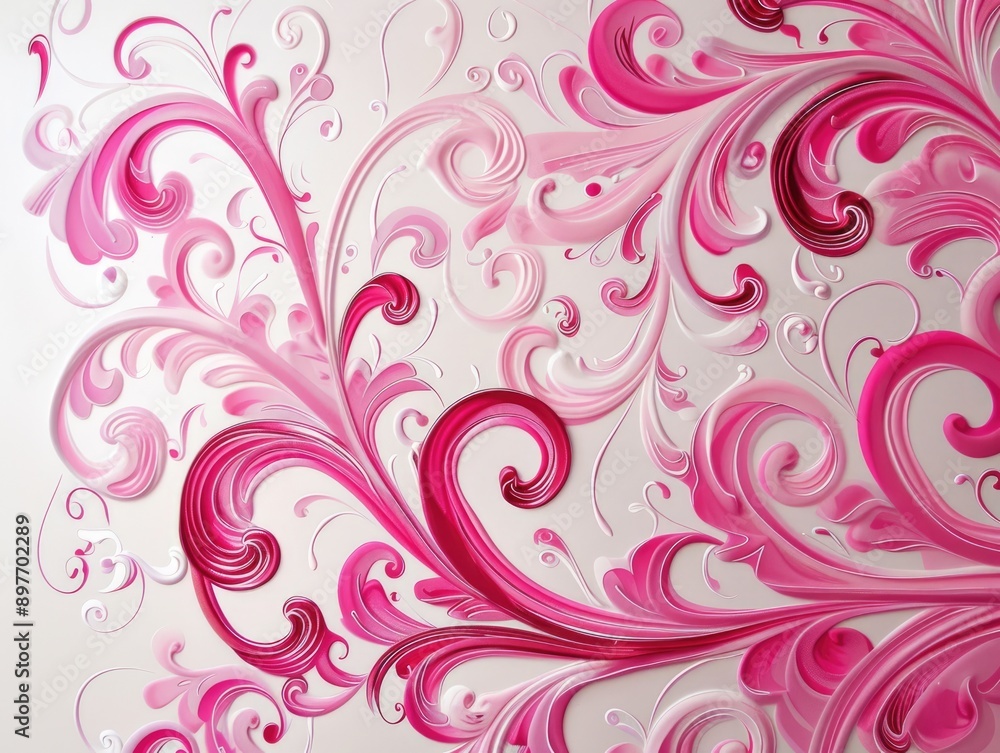 Heart Swirls. Romantic Love Concept with Pink Hearts and Swirls Border Heart Swirls. Romantic Love Concept with Pink Hearts and Swirls Border