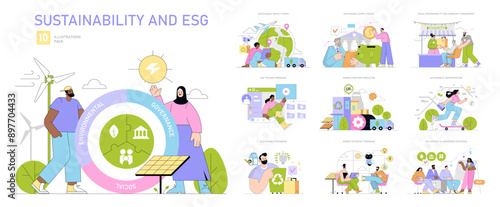 Sustainability and ESG. Flat Vector Illustration