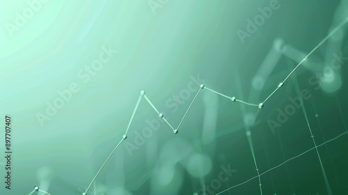 Simple line graph on light green background, increasing trend, market growth depiction, minimalist design