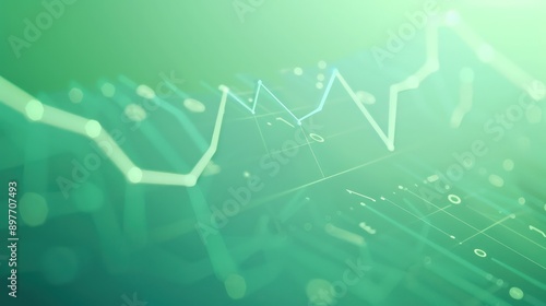 Simple line graph on light green background, increasing trend, market growth depiction, minimalist design