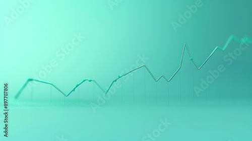 Simple line graph on light mint background, steady increase, market growth signal, elegant minimalism