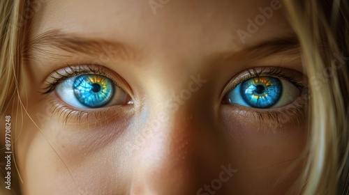 Young Girl With Blue Eyes Close-Up