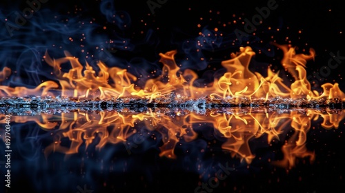 Close-Up of Fire Against Black Background