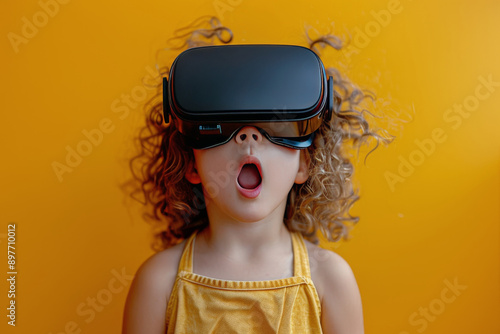 Young Child Wearing Virtual Reality Headset