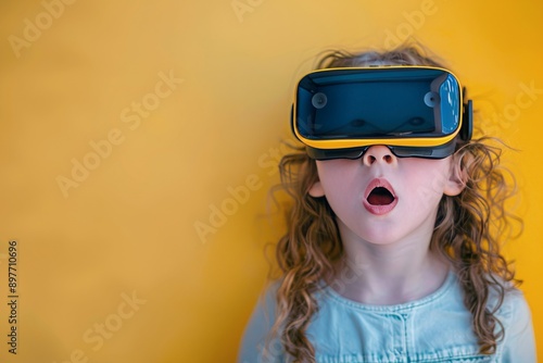 Young Child Wearing Virtual Reality Headset