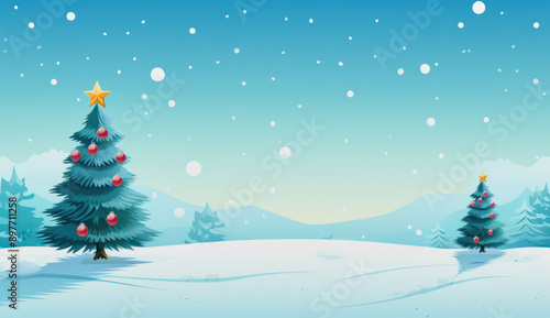 Wallpaper Mural christmas trees in a snowy landscape Torontodigital.ca