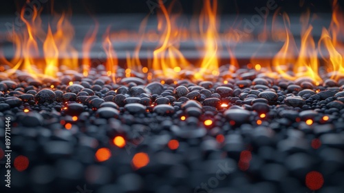 Intense Fire Close-Up With Blurry Lights