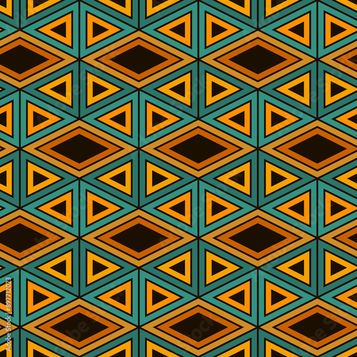 Ethnic, tribal seamless surface pattern. Native americans style background. Repeated diamond, triangles ornament. Geometric figures motif. Boho chic digital paper, textile print. Modern geo wallpaper.