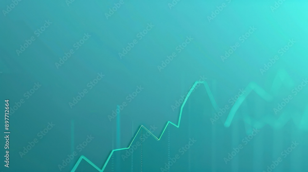 Single line graph on light cyan background, gradual increase, market growth signal, elegant minimalism Single line graph on light cyan background, gradual increase, market growth signal, elegant minimalism