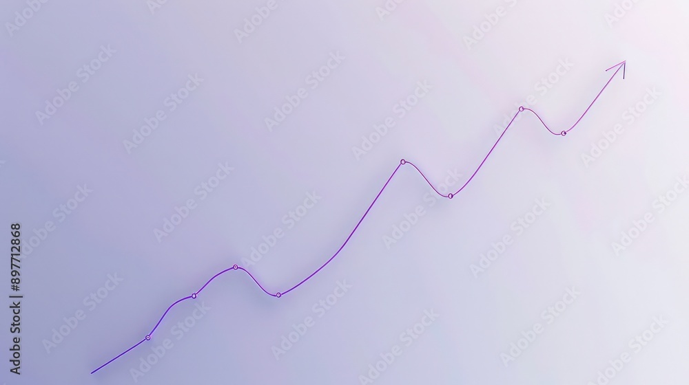 Single line graph on light lavender gray background, steady rise, market growth depiction, modern minimalism Single line graph on light lavender gray background, steady rise, market growth depiction, modern minimalism