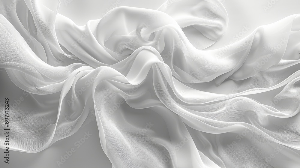 Fototapeta premium A highresolution image showing delicate, flowing white fabric, with soft waves and a smooth texture