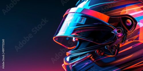 racing helmet design, Futuristic Design, with copy space