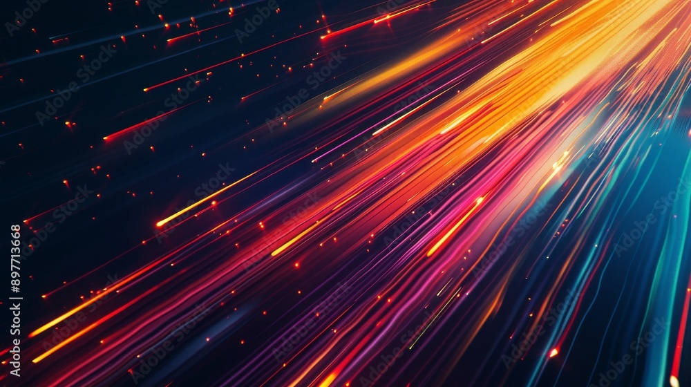 Fototapeta premium Abstract light streaks on dark background, motion and energy concept