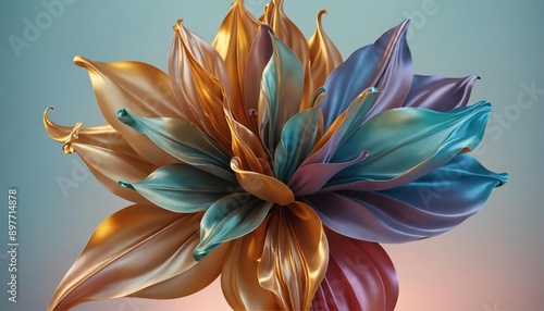 Elegant and smooth silk drapery with a fine, flowing wave. Transparent, soft material in gradient colors, ideal for luxurious fashion, wedding labels, and well-being concepts