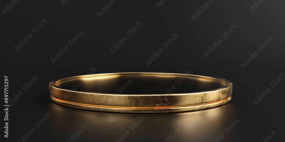 Round platform with a gold ring mockup on black background, podium template Round platform with a gold ring mockup on black background, podium template