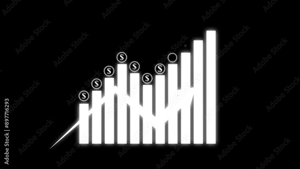 animated business graph showing business success isolate on black. animated business graph showing business success isolate on black.