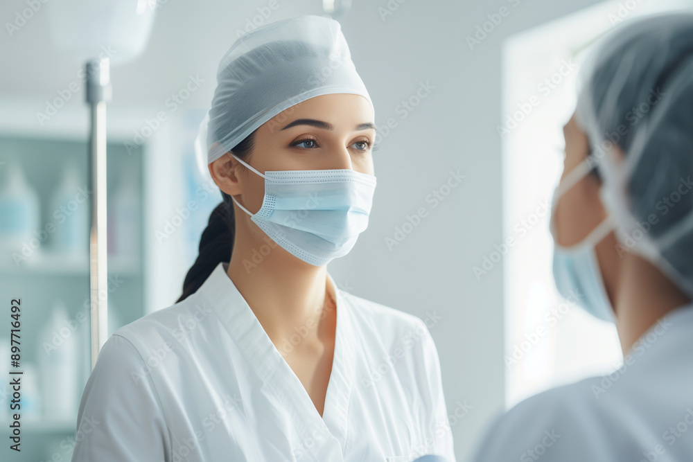 Professional female dermatologist doctor performing skincare health treatment on young woman in a dermatology cosmetology clinic. Patient examination, wellness rejuvenation salon. Professional female dermatologist doctor performing skincare health treatment on young woman in a dermatology cosmetology clinic. Patient examination, wellness rejuvenation salon.
