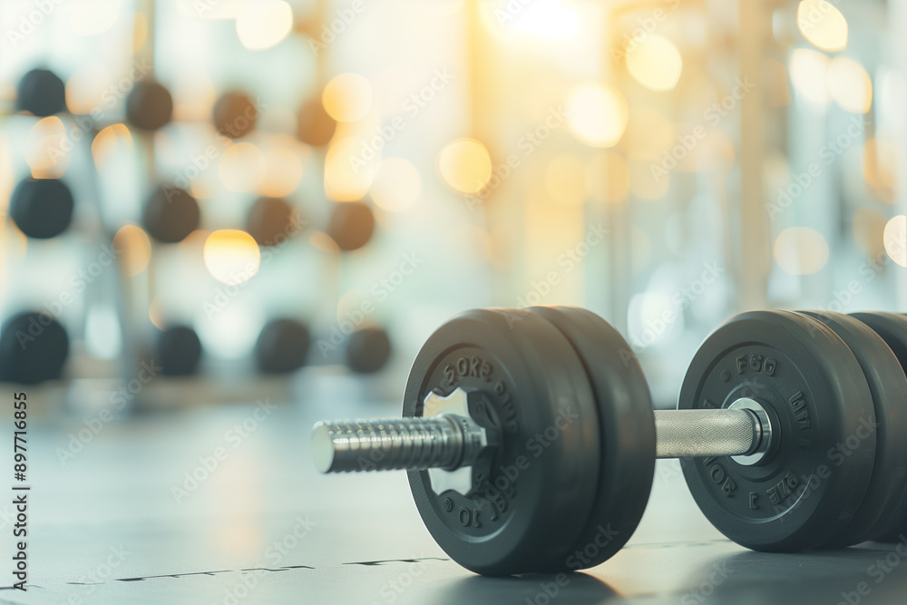Gym dumbbells placed on the floor, bokeh fitness center background. Strength training and muscle building exercise equipment, perfect for healthy bodybuilding routines. Photo Gym dumbbells placed on the floor, bokeh fitness center background. Strength training and muscle building exercise equipment, perfect for healthy bodybuilding routines. Photo