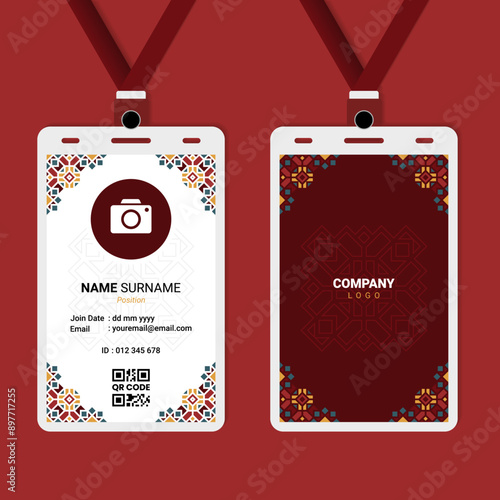 Islamic Oriental Ornament ID Card Design for Business or Company