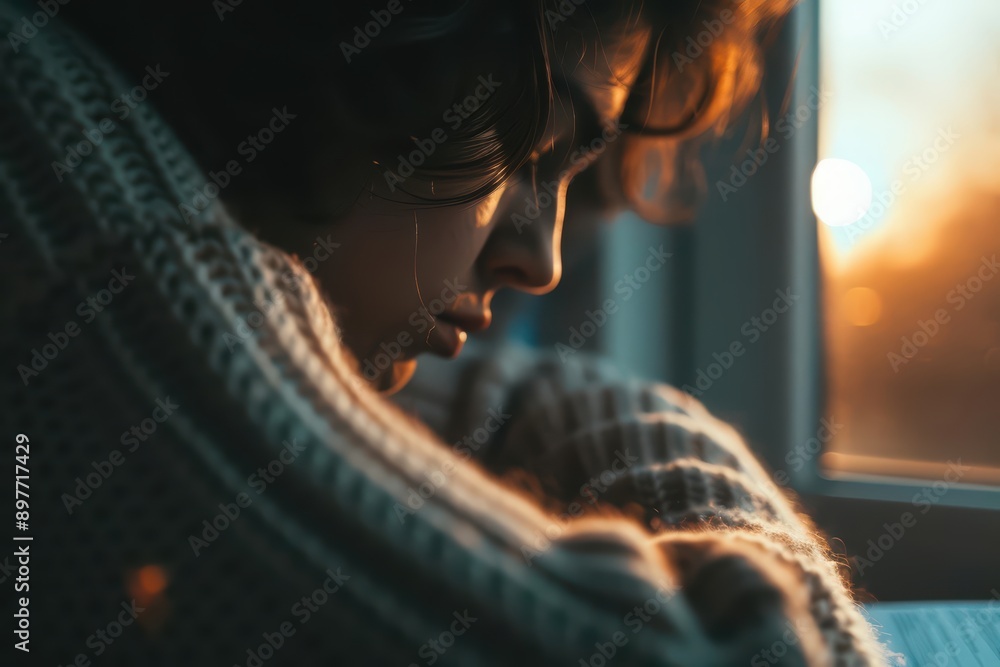 A poetic portrayal of a singer writing lyrics with sunlight filtering through a cozy nook A poetic portrayal of a singer writing lyrics with sunlight filtering through a cozy nook
