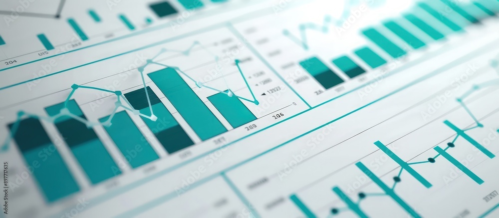 Teal and white minimalist financial performance charts. Teal and white minimalist financial performance charts.