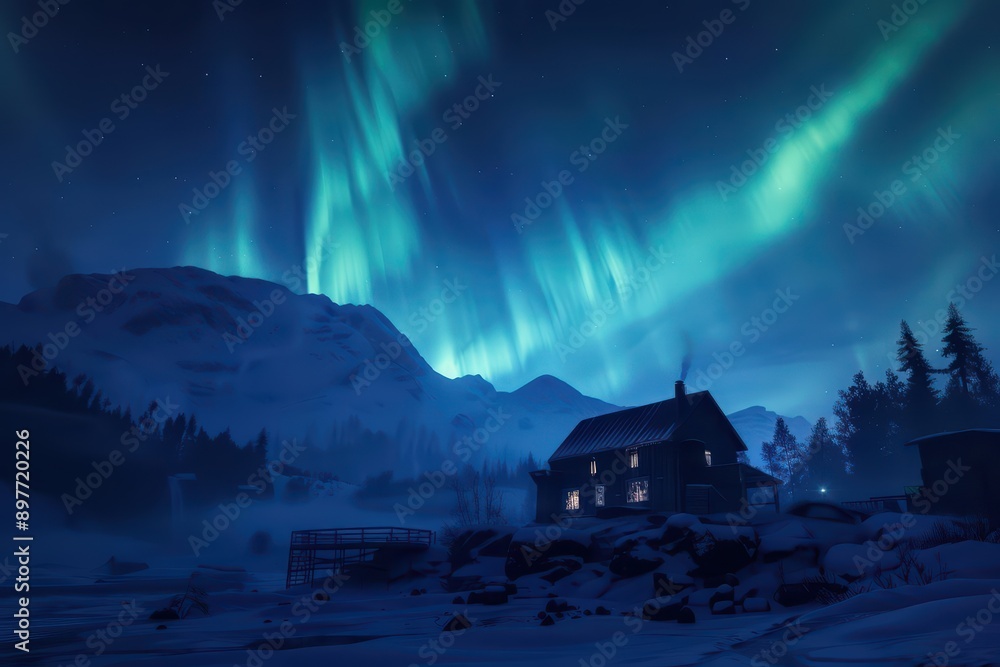 Northern Lights Style Ethereal Glow concept captures the sky filled with ethereal Northern Lights Style Ethereal Glow concept captures the sky filled with ethereal
