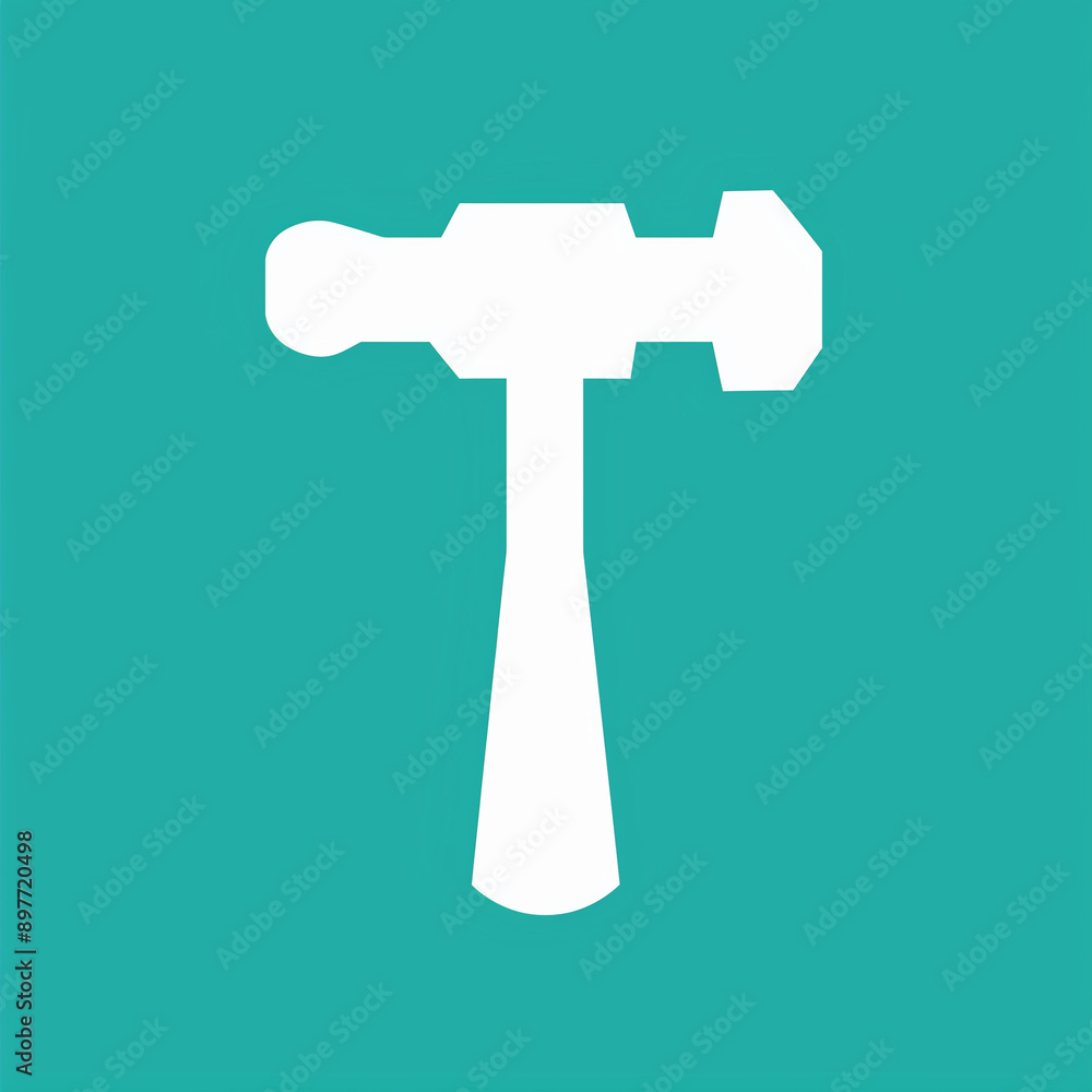 Strong Sledgehammer Icon on a Turquoise Background Strong Sledgehammer Icon on a Turquoise Background