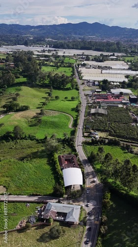  Video aéreo realizado con drone en zona rural del municipio de La Ceja, Antioquia, Colombia. Puede verse la carretera que comunica a este municipio con la ciudad de Rionegro. photo