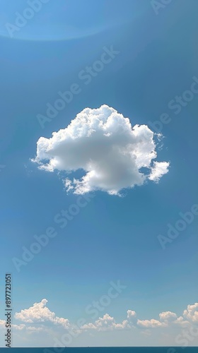 Blue Sky With Clouds and a Plane Flying
