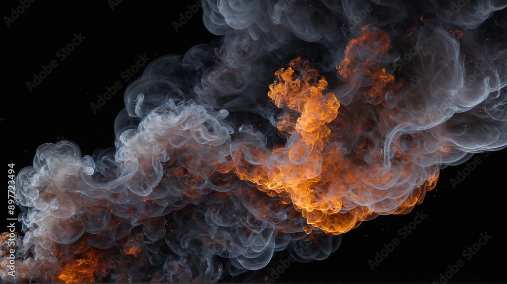 Abstract Explosion of Fire and Smoke, a powerful explosion of fire and smoke against a dark background. The swirling orange, red, and yellow hues evoke a sense of intense heat and raw energy. Abstract Explosion of Fire and Smoke, a powerful explosion of fire and smoke against a dark background. The swirling orange, red, and yellow hues evoke a sense of intense heat and raw energy.