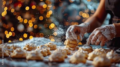 Person Making Cookies on Table