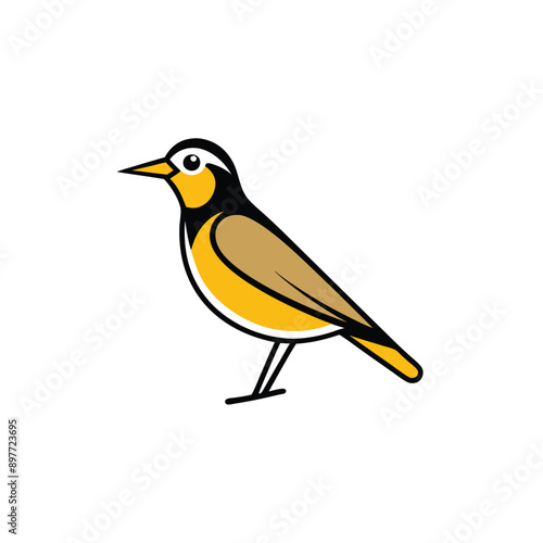 Eastern Meadowlark bird knocking icon in vector format