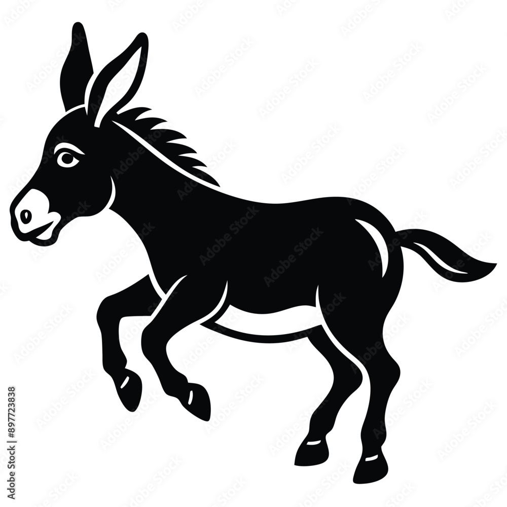 Fototapeta premium Jumping donkey with white background