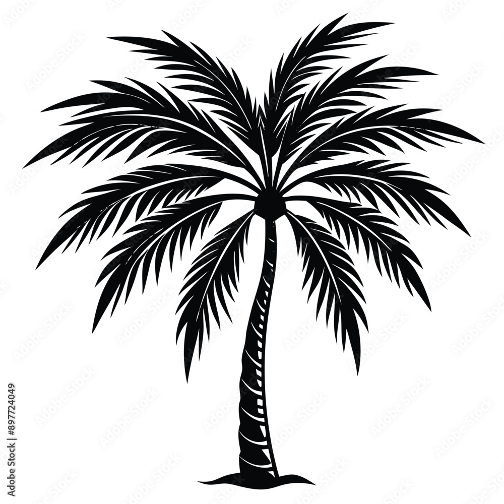 Obraz premium Single palm tree against clear blue sky